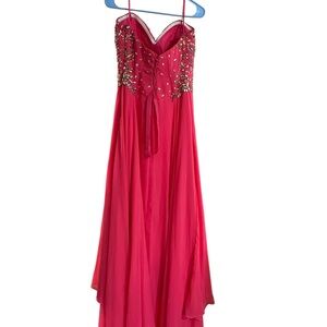 Elegant Red Beaded Gown